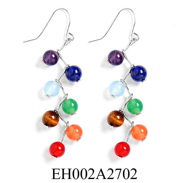 7 Chakras Reiki Healing Balance Beads Earrings
