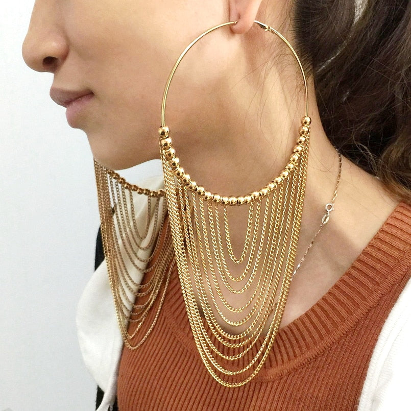 Chain Dangle Earrings Gold Color