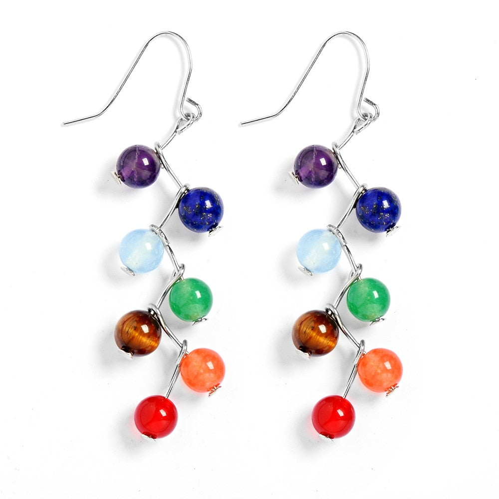 7 Chakras Reiki Healing Balance Beads Earrings