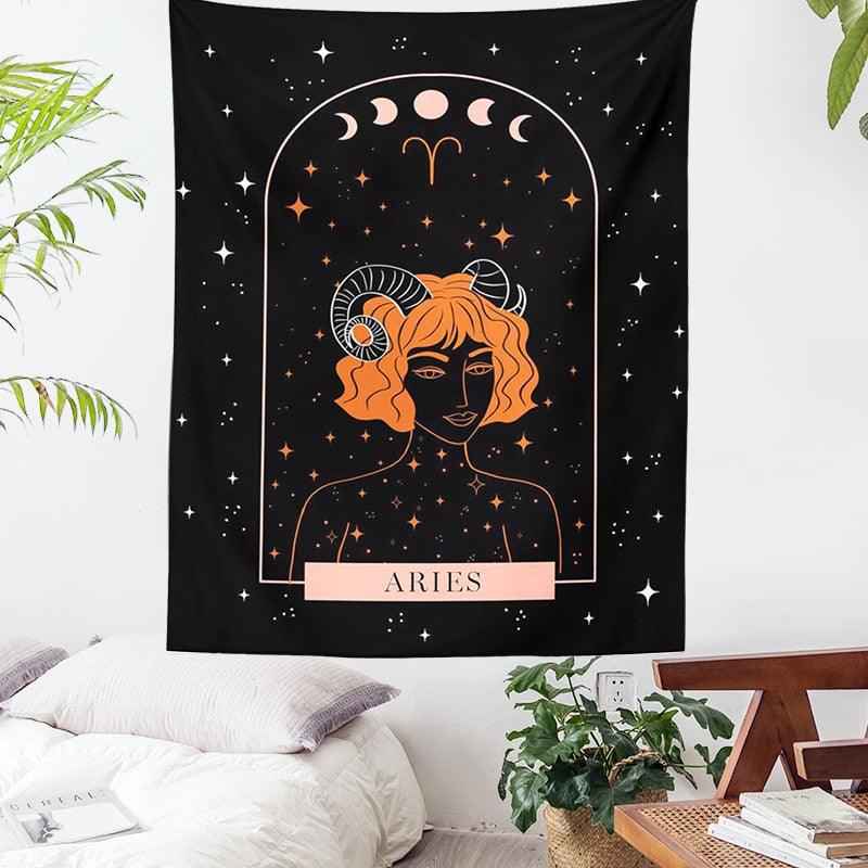 Constellation Tapestry Wall Hanging Moon Phase Tapestry