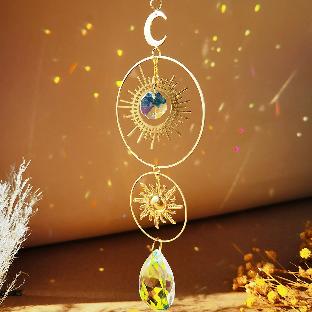 Sun and Moon Crystals Prism Suncatcher