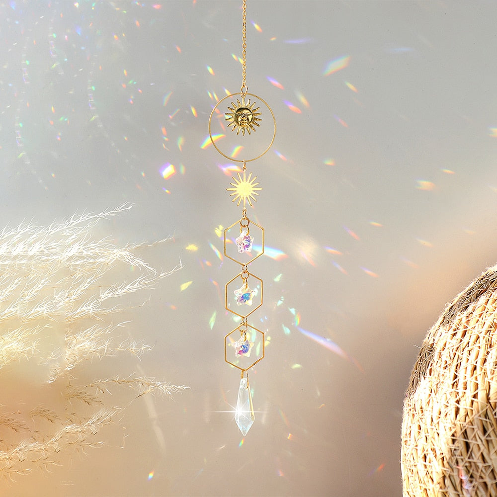 Sun and Moon Crystals Prism Suncatcher