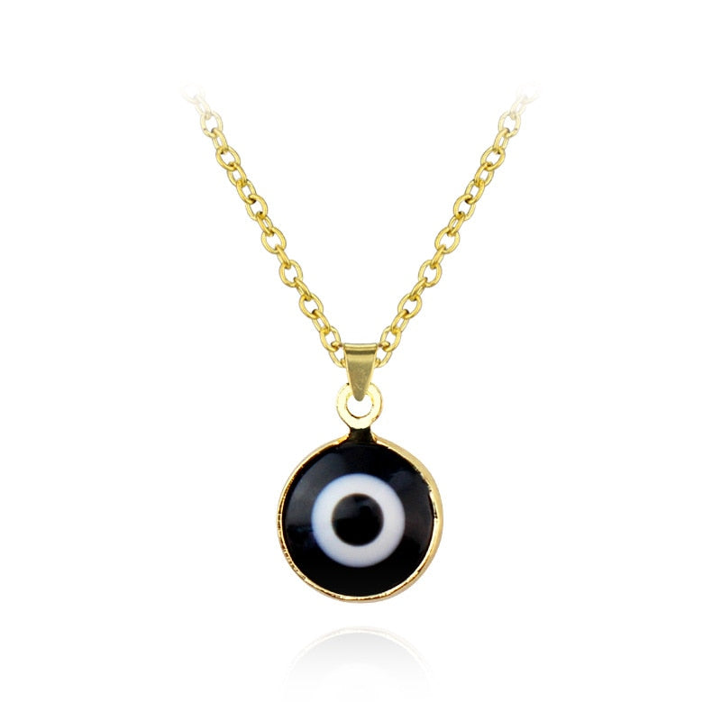 Deep Sea Blue Evil Eye Pendant Necklace