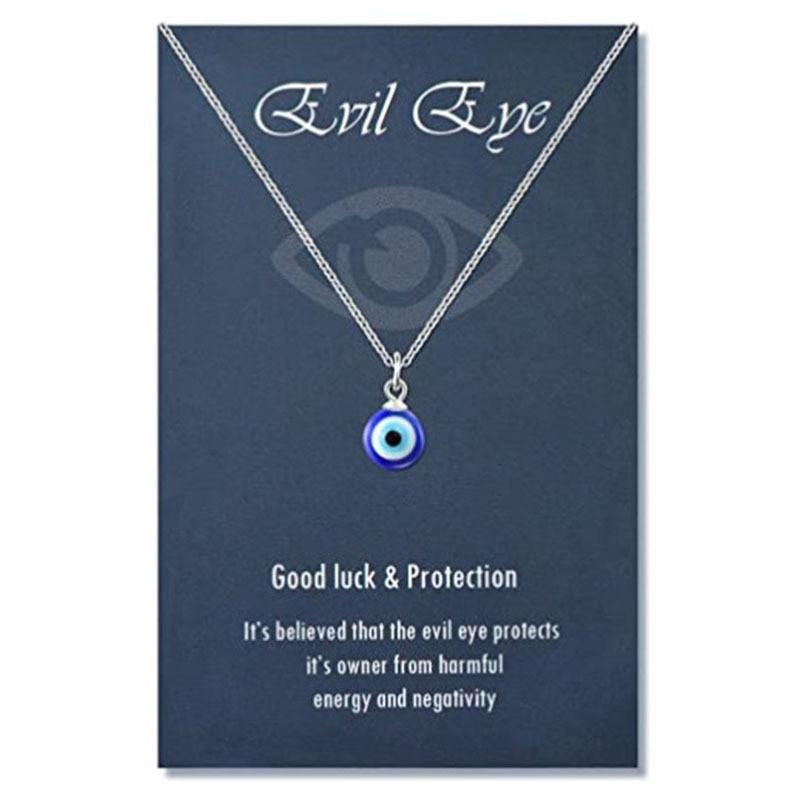 Deep Sea Blue Evil Eye Pendant Necklace