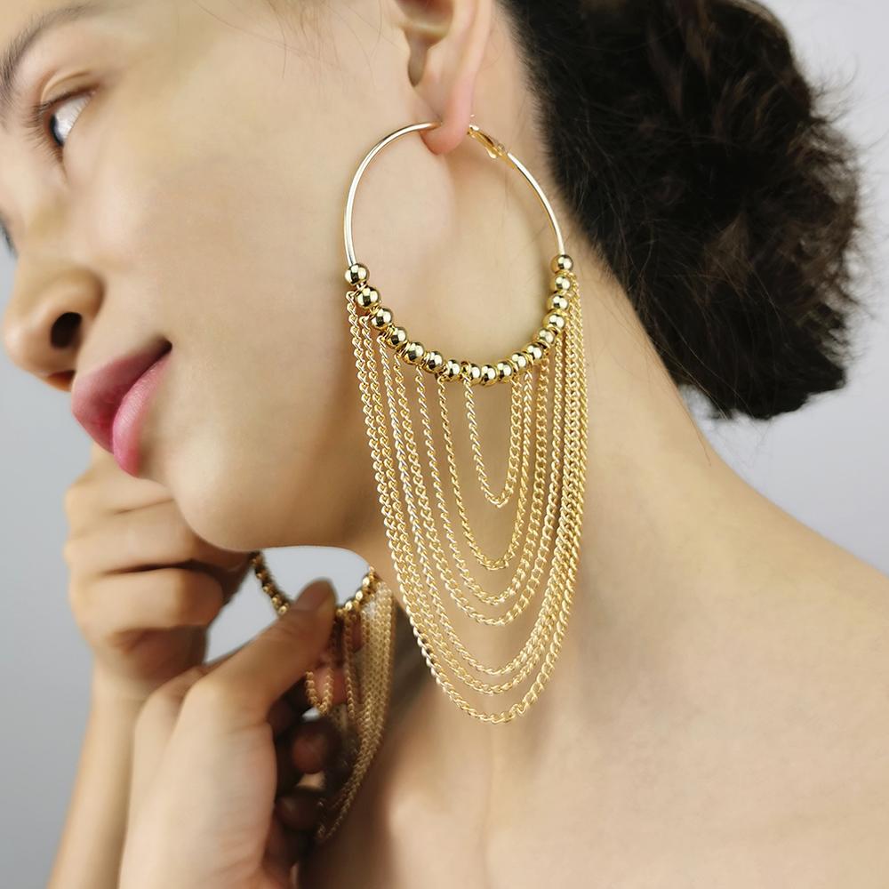Chain Dangle Earrings Gold Color