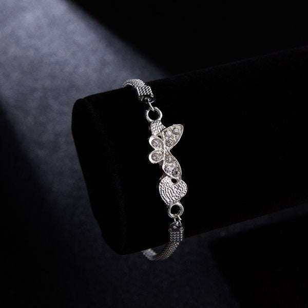 Luxury Silver Plated CZ Crystal Blue Evil Eye Bracelet Turkish Lucky Hand Heart Butterfly Charm Bracelet for Women Men Jewelry