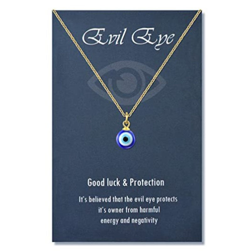 Deep Sea Blue Evil Eye Pendant Necklace