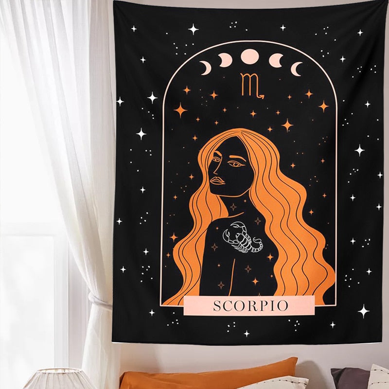 Constellation Tapestry Wall Hanging Moon Phase Tapestry