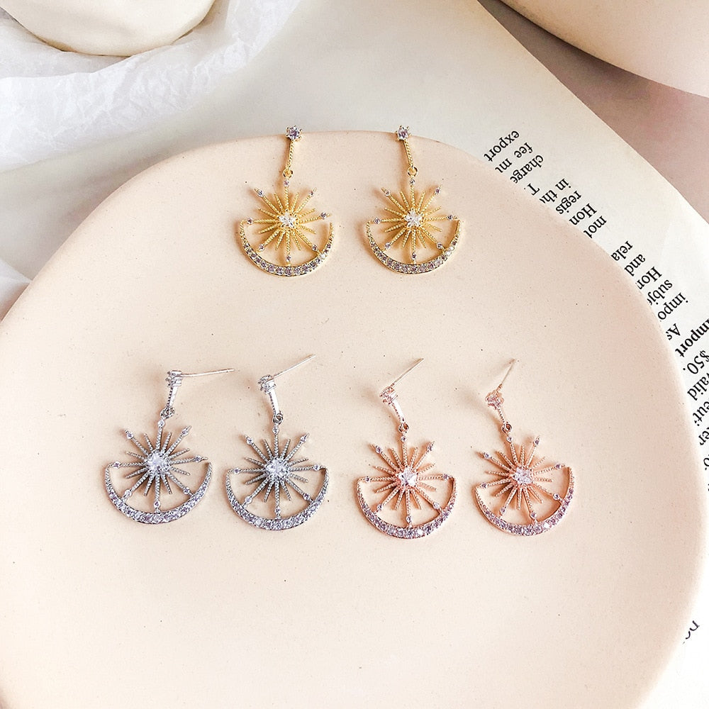 Solar Moon Crystal Earrings