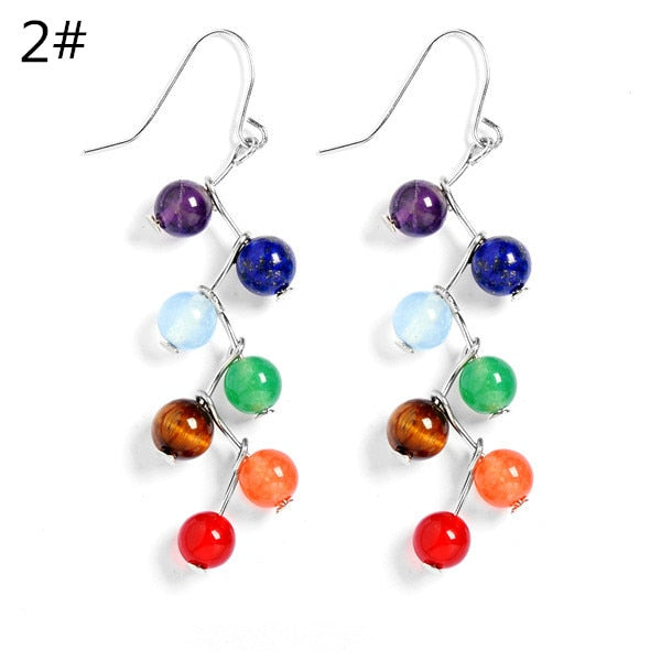 7 Chakras Reiki Healing Balance Beads Earrings