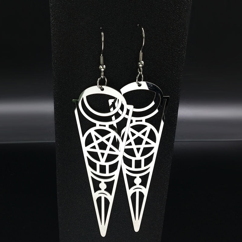 Pentagram Stainless Steel Drop Earrings