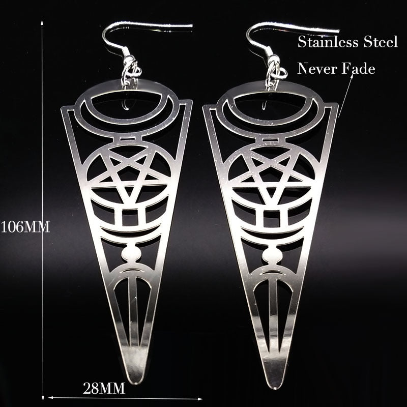 Pentagram Stainless Steel Drop Earrings