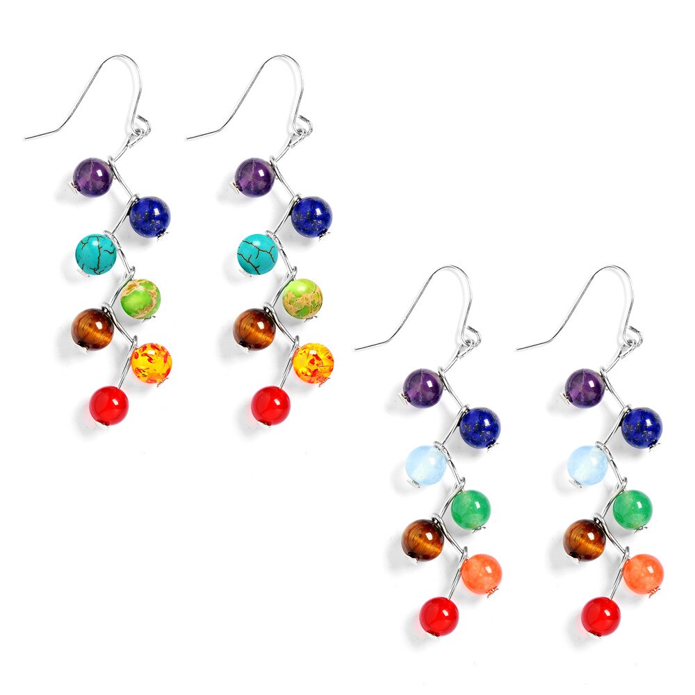 7 Chakras Reiki Healing Balance Beads Earrings