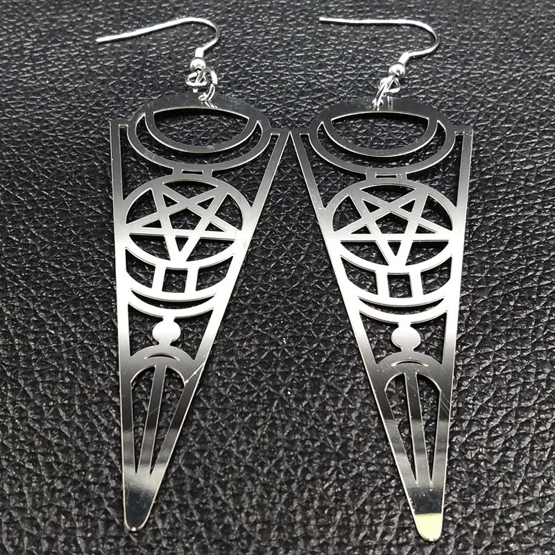 Pentagram Stainless Steel Drop Earrings