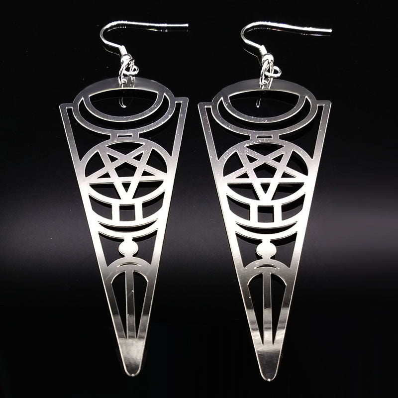 Pentagram Stainless Steel Drop Earrings