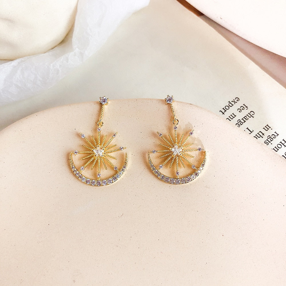 Solar Moon Crystal Earrings