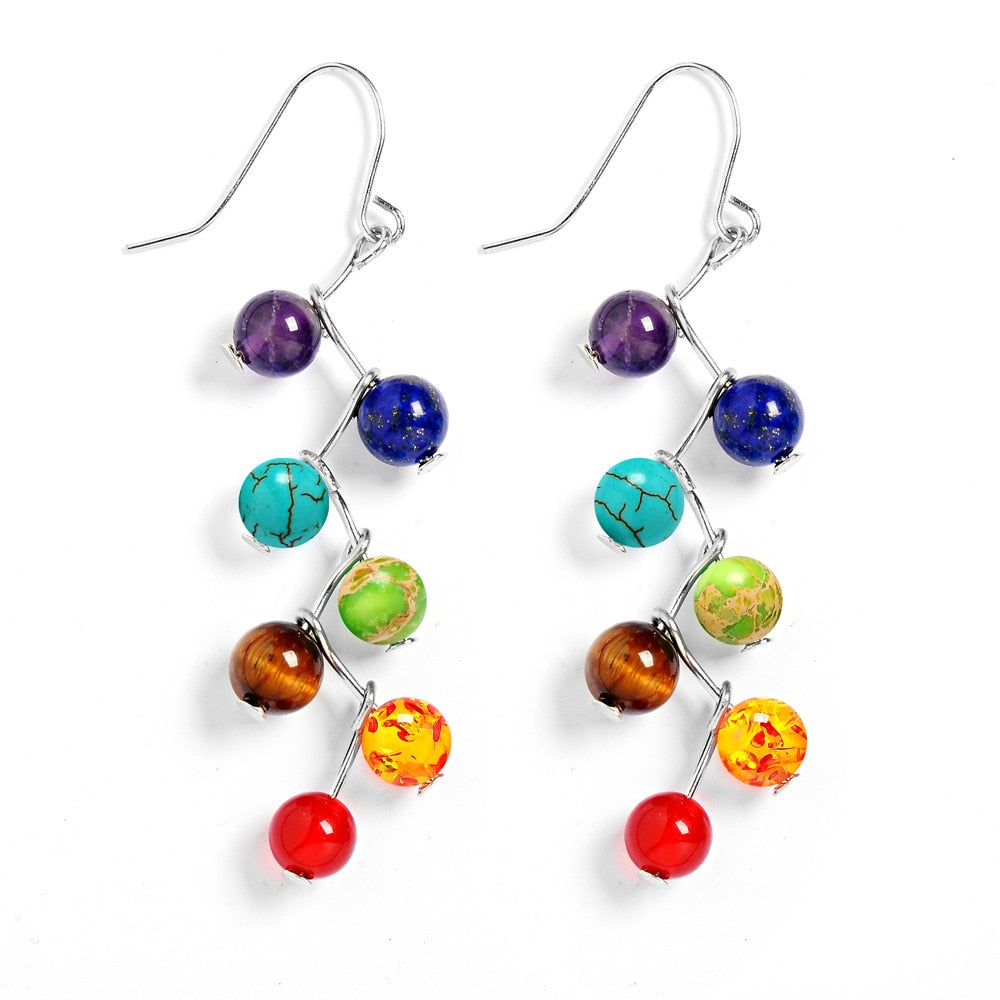 7 Chakras Reiki Healing Balance Beads Earrings