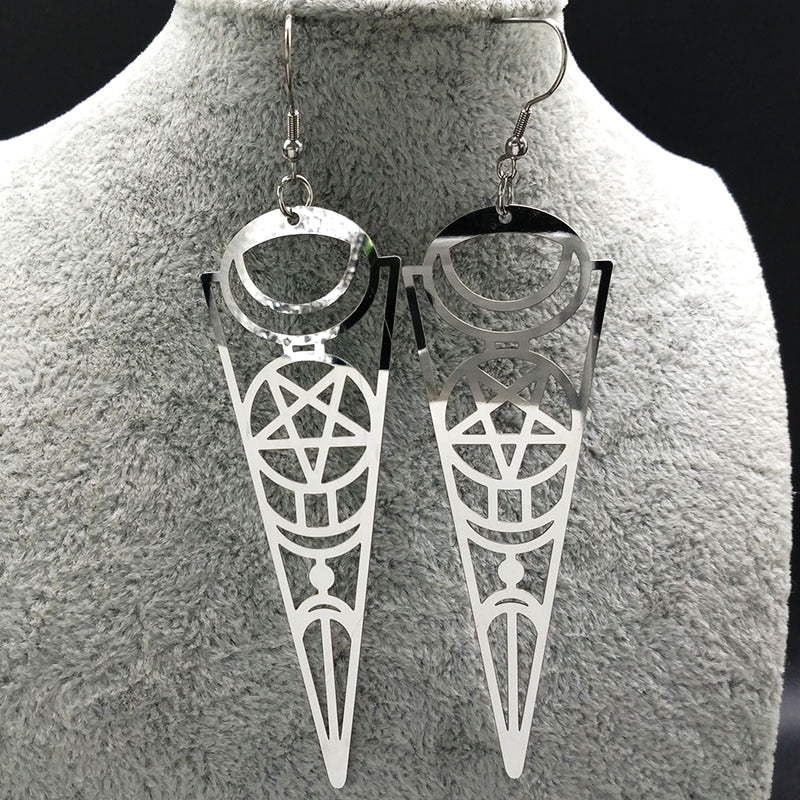 Pentagram Stainless Steel Drop Earrings