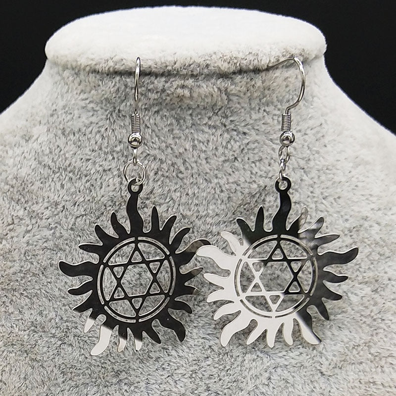 Pentagram Stainless Steel Drop Earrings