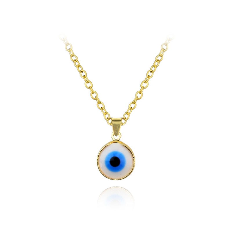 Deep Sea Blue Evil Eye Pendant Necklace