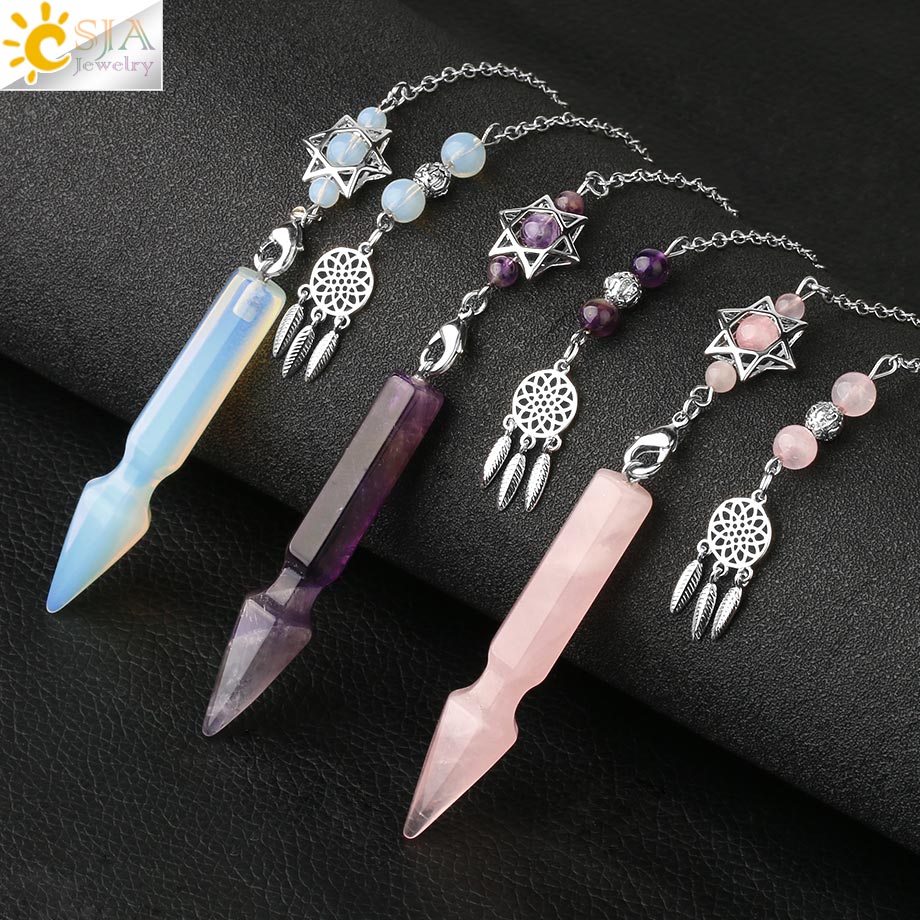 Natural Stone Quartz Pendulums