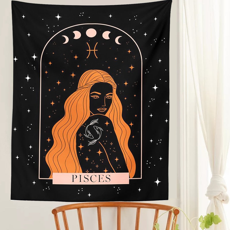 Constellation Tapestry Wall Hanging Moon Phase Tapestry