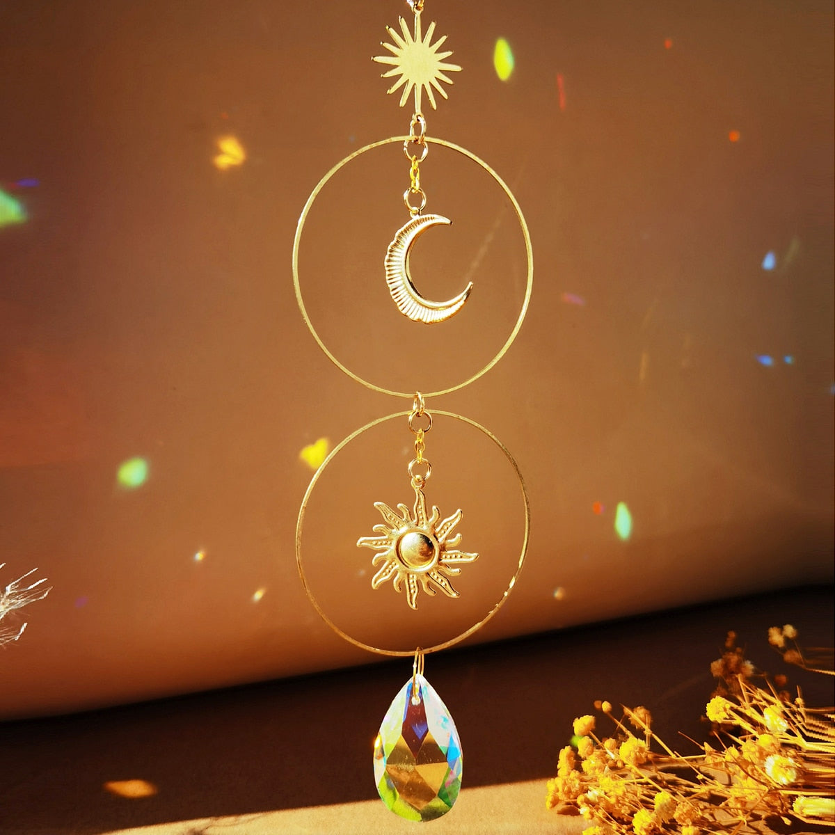 Sun and Moon Crystals Prism Suncatcher