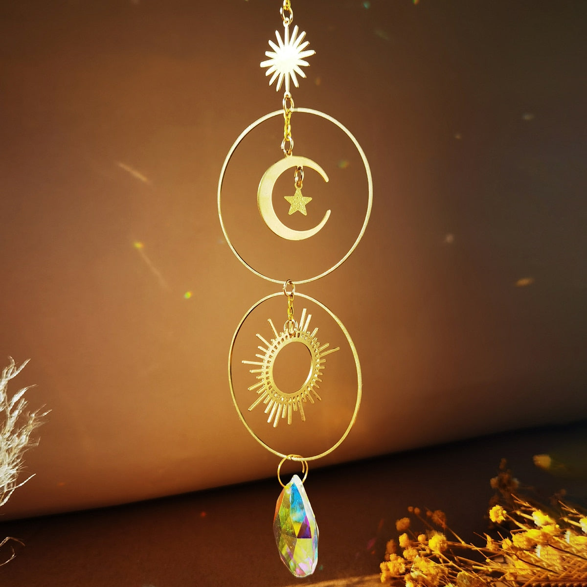 Sun and Moon Crystals Prism Suncatcher