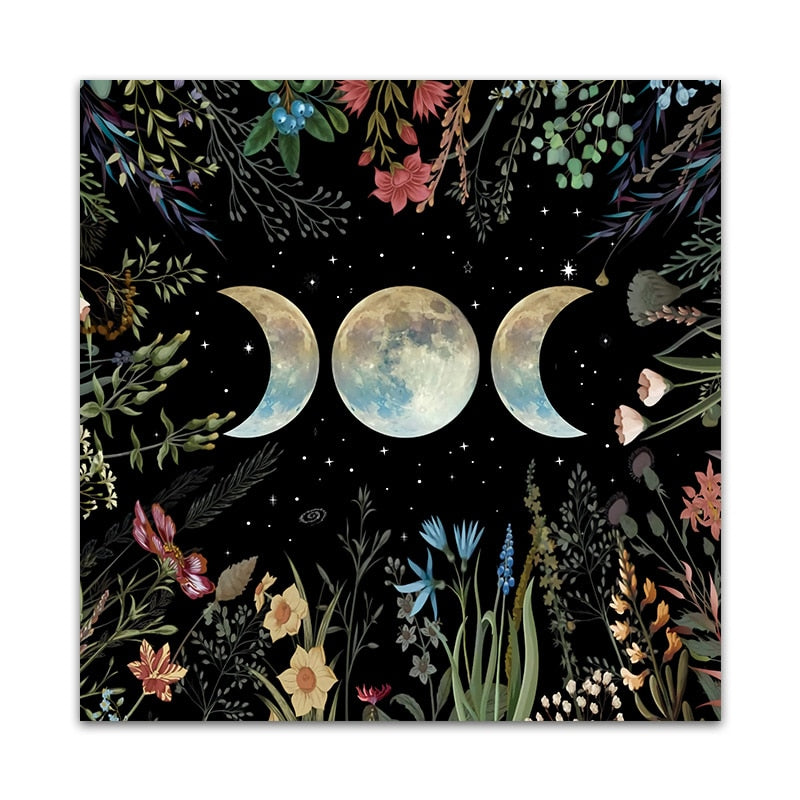 Celestial Flower Triple Moon Altar Cloth